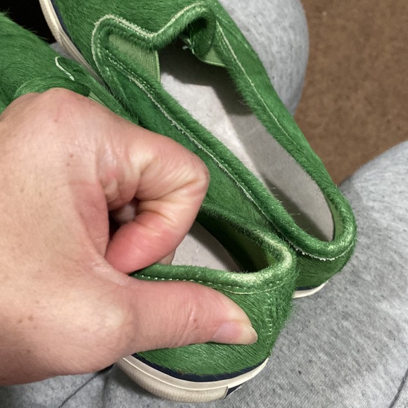 Sperry Top Sider Jeffrey green calf hair slip ons round toe - Picture 5 of 7